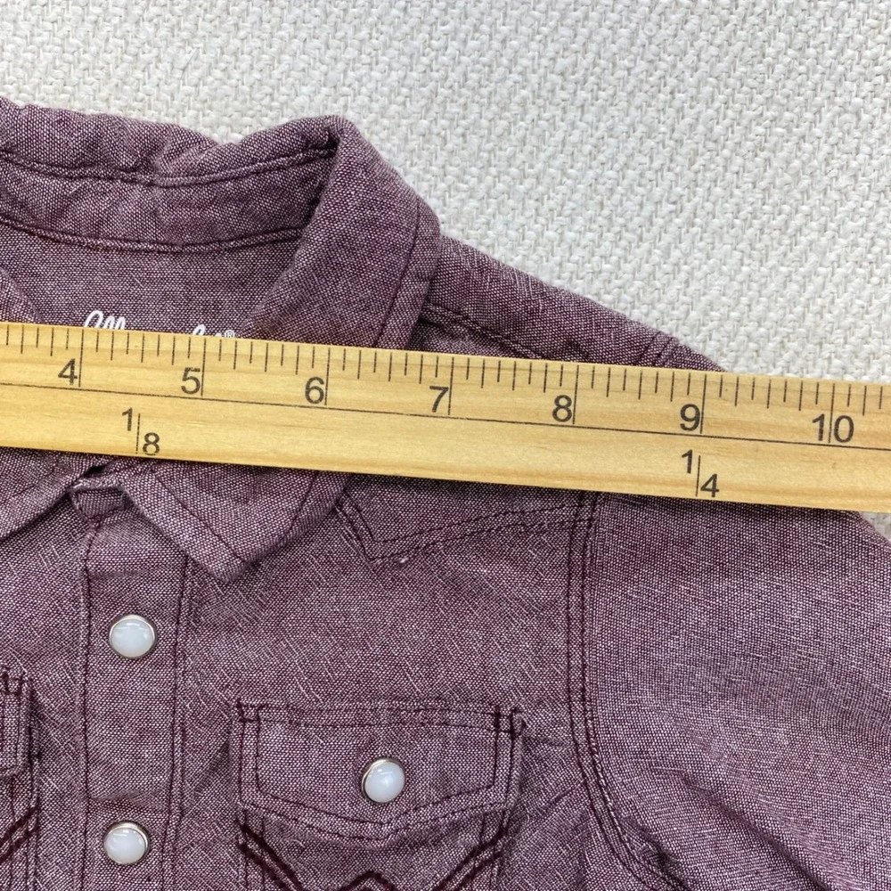 Wrangler Western Bodysuit Baby 12M‎ Burgundy Pearl Snap Long Sleeve Cotton